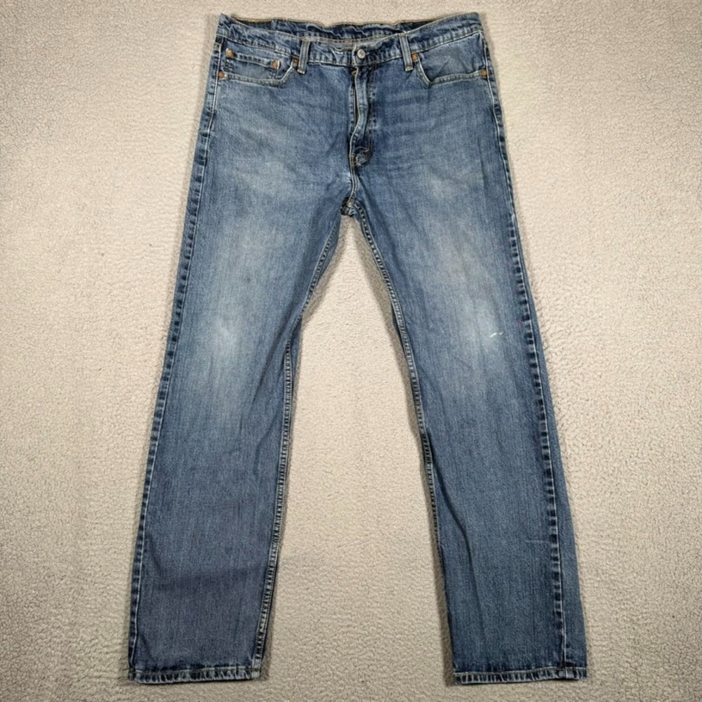 Levis Jeans Mens 38x32 Blue 505 Straight Fit Denim Casual Logo Preppy 5 Pocket